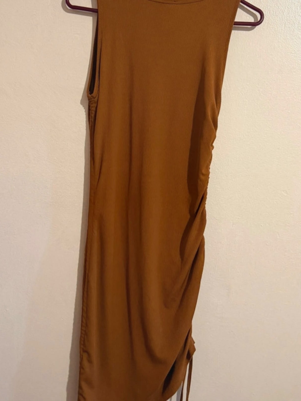 Rust Brown Sleeveless Side-Ruched Women's Skirt